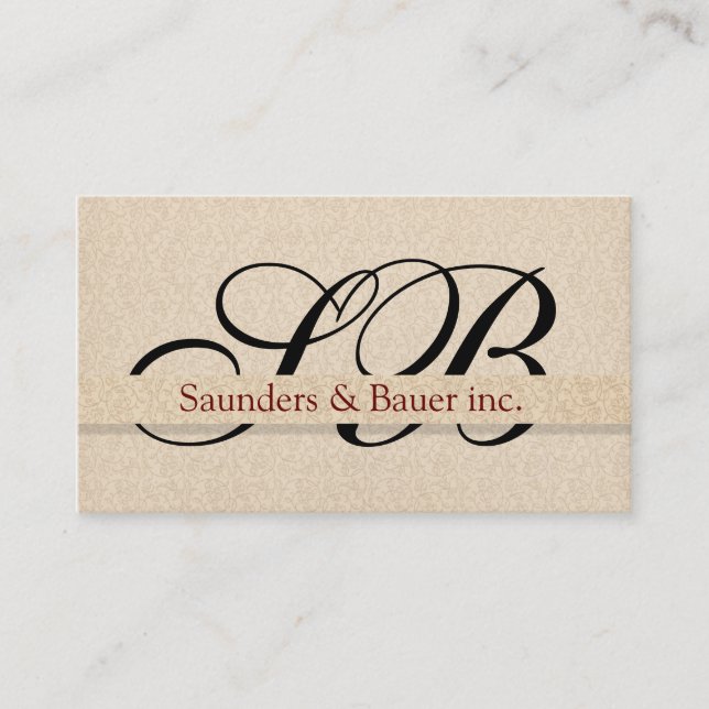 Elegant Beige Floral Business Card (Front)