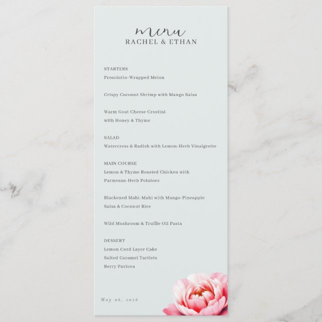 Elegant Beige Floral Menu (Front)