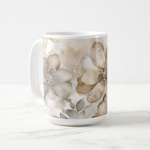 Elegant Beige Floral Pattern Coffee Mug