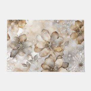 Elegant Beige Floral Pattern Doormat