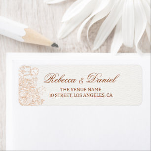 Elegant Beige Floral Return Address Label Minimal