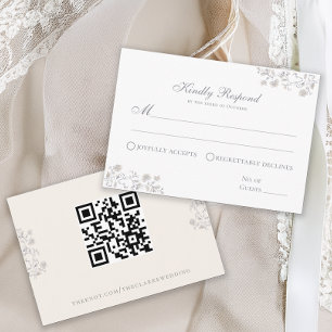 Elegant Beige Floral Vintage Response Card