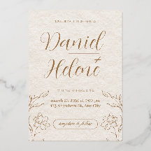 Elegant Beige Floral Wedding Invitation