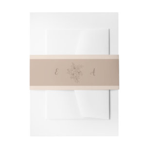 Elegant Beige Floral Wedding Invitation Belly Band