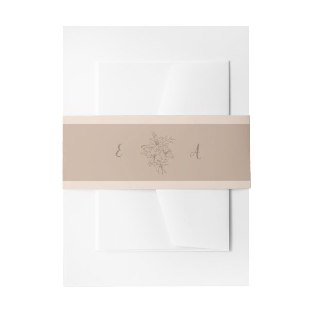 Elegant Beige Floral Wedding Invitation Belly Band (Front Example)