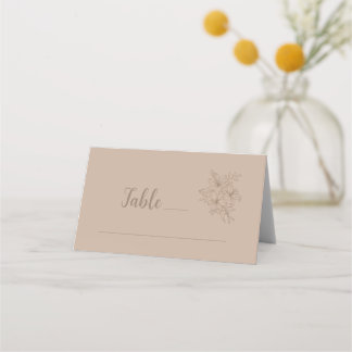 Elegant Beige Floral Wedding Place Card