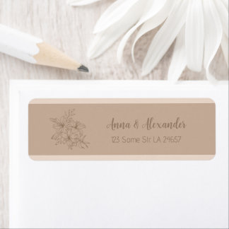Elegant Beige Floral Wedding Return Address Label