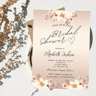 Elegant Beige Flowers Bridal Shower Invitation