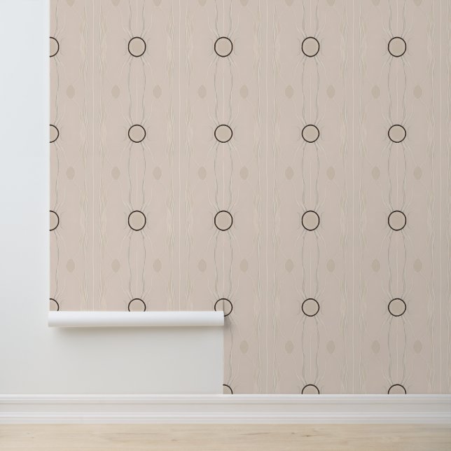 Elegant Beige Geometric Circle Pattern Wallpaper (Application)