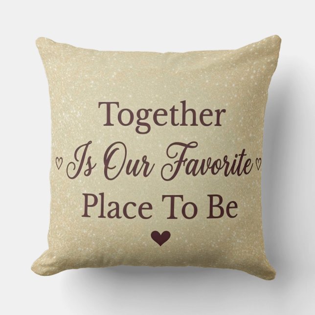 Elegant Beige Gold Glitter Quote Cushion (Front)
