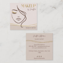 Elegant Beige & Gold Makeup artist Business Card