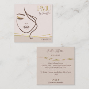 Elegant Beige & Gold PMU Business Card