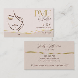 Elegant Beige & Gold PMU Bussines card