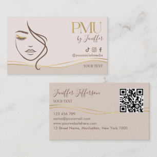 Elegant Beige & Gold PMU Bussines card