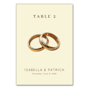 Elegant Beige Gold Rings Table Number