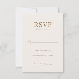 Elegant Beige Gold RSVP Card
