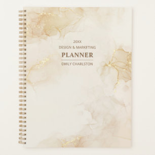 Elegant Beige Gold Watercolor Business Planner