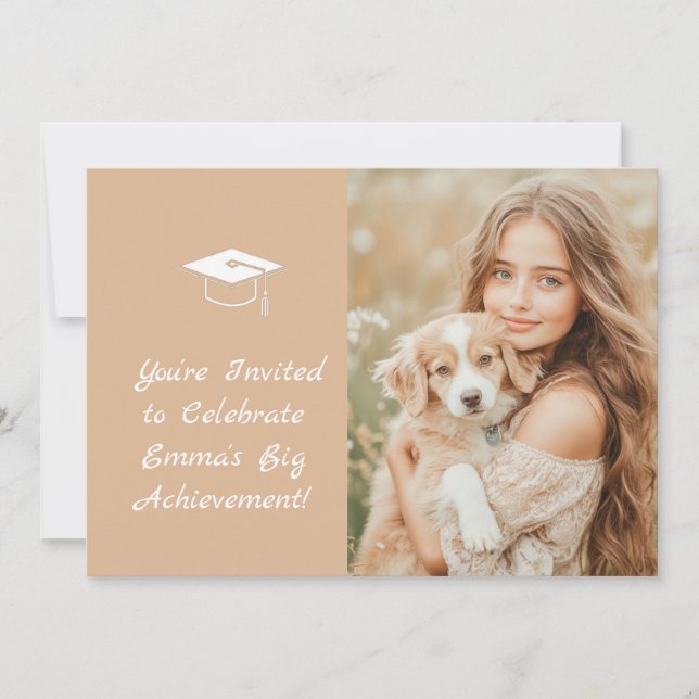 Elegant Beige Graduation Invitation (Front)
