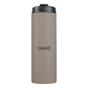 Elegant beige greige custom name text monogram thermal tumbler