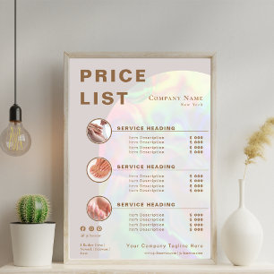 Elegant Beige Holographic Aura Arch Price list Poster