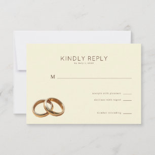 Elegant Beige Interlocking Rings RSVP Card
