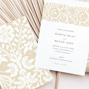 Elegant Beige Ivory Floral Wedding Invitation