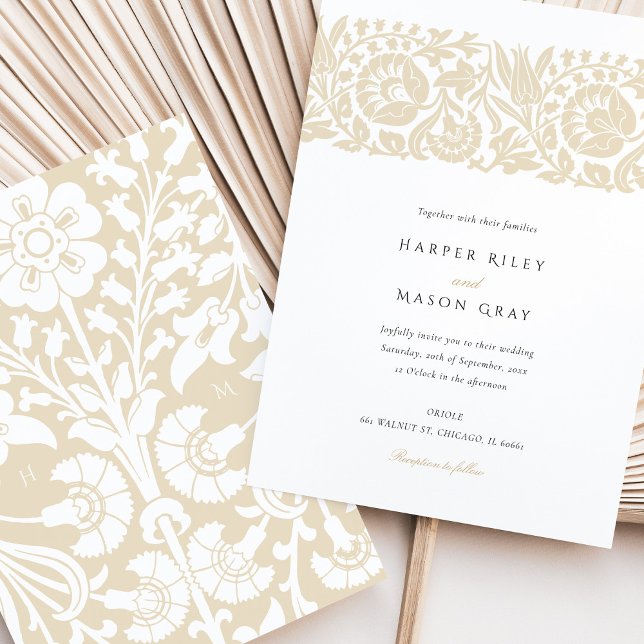 Elegant Beige Ivory Floral Wedding Invitation (Creator Uploaded)