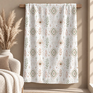 Elegant Beige Ivory Sage Boho Rainbow Blanket