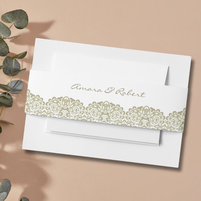 Elegant Beige lace Invitation Belly Band (Creator Uploaded)