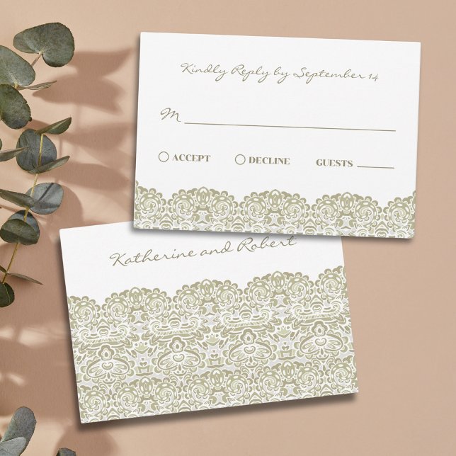 Elegant beige lace RSVP card (Creator Uploaded)