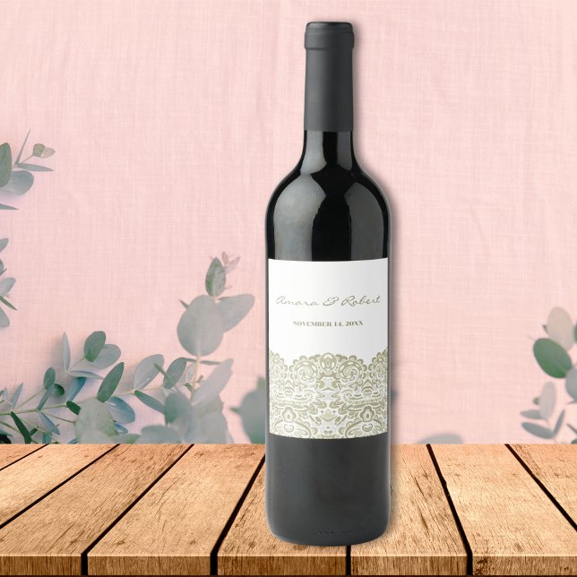 Elegant Beige lace Wine Label (Creator Uploaded)