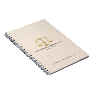 Elegant Beige Linen & Gold Justice Scale Notebook