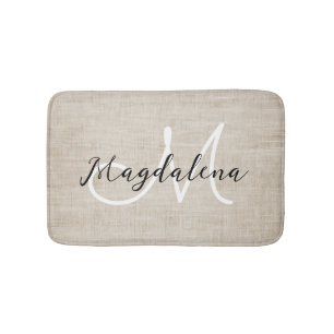 Elegant beige linen texture bath mat