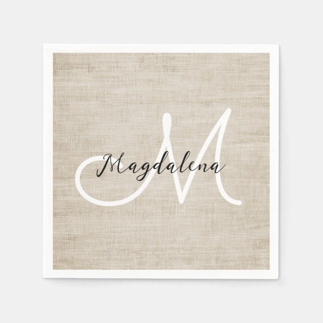 Elegant beige linen texture napkin (Front)
