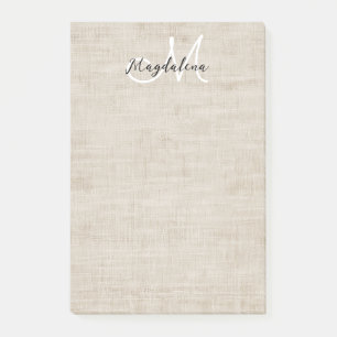 Elegant beige linen texture post-it notes
