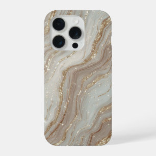 Elegant Beige Marble Background With Gold Glitter iPhone 15 Pro Case
