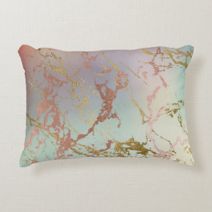 Elegant Beige Marble Mint Sage Green Rose Gold Decorative Cushion
