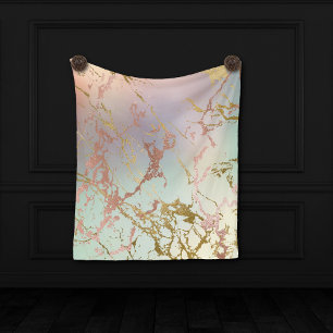 Elegant Beige Marble   Mint Sage Green Rose Gold Fleece Blanket