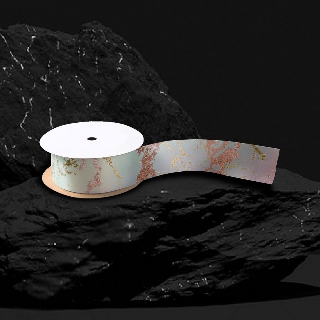 Elegant Beige Marble | Mint Sage Green Rose Gold Satin Ribbon (Creator Uploaded)