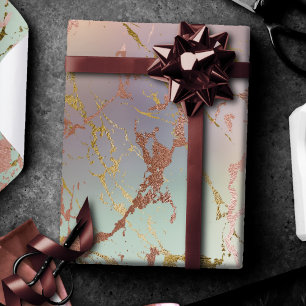 Elegant Beige Marble   Mint Sage Green Rose Gold Wrapping Paper
