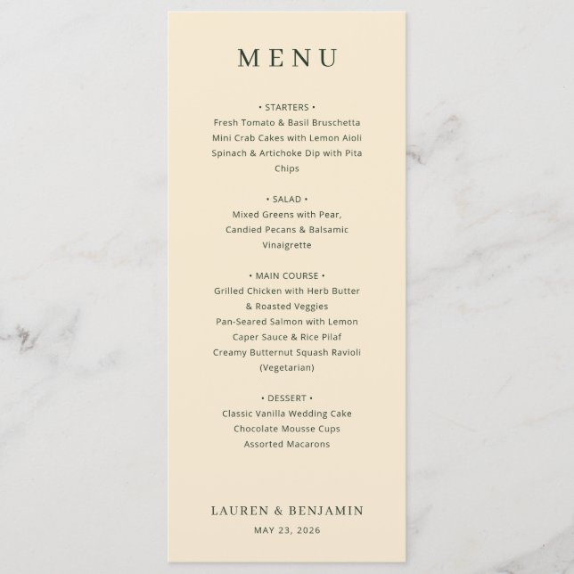 Elegant Beige Menu Template (Front)