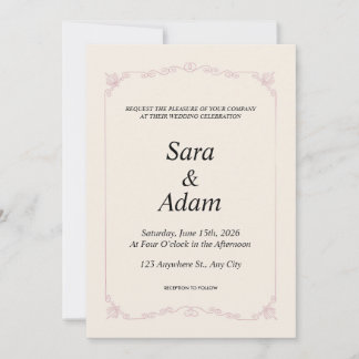 Elegant Beige Minimal Wedding Invitation | Editabl