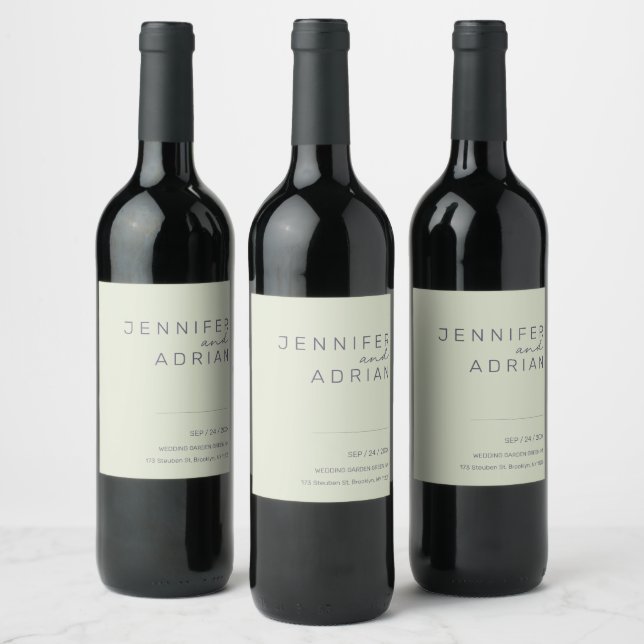 Elegant Beige Minimal White and Red Wine Label  (Bottles)