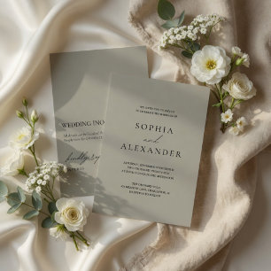 Elegant Beige Minimalist Invitation with RSVP QR