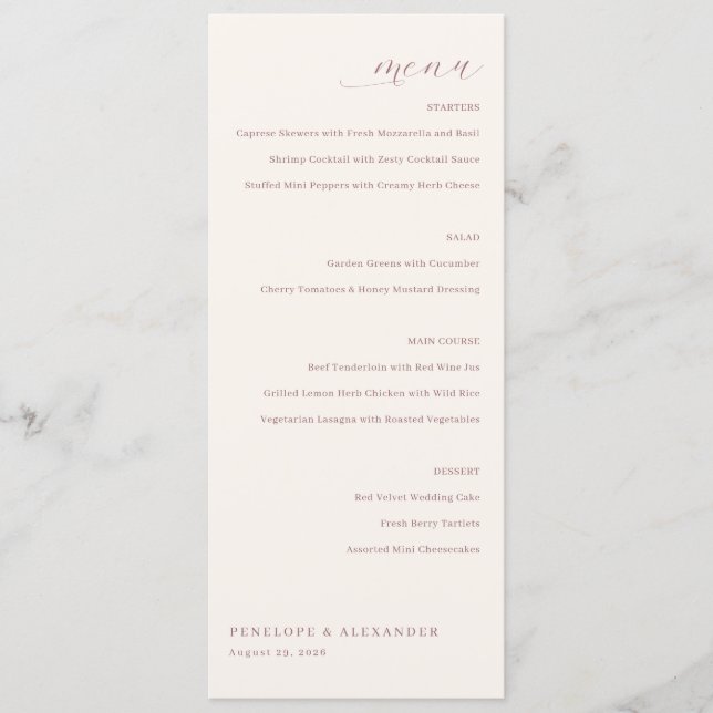 Elegant Beige Minimalist Menu (Front)