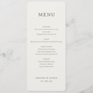 Elegant Beige Minimalist Menu