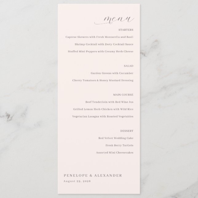 Elegant Beige Minimalist Menu (Front)