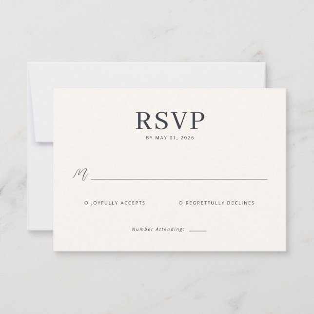 Elegant Beige Minimalist RSVP Card (Front)