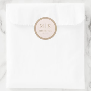 Elegant Beige Minimalist Thank You Sticker