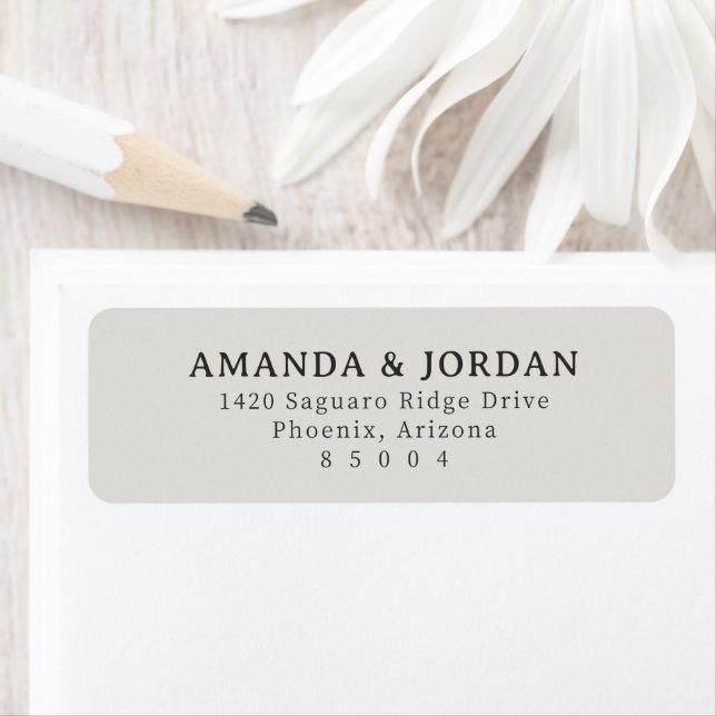Elegant Beige Minimalist Typographic Return Address Label (Insitu)
